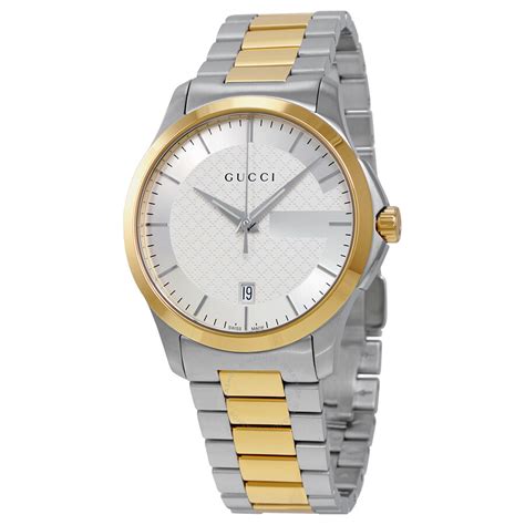 gucci timeless silver dial two-tone|gucci g timeless watches.